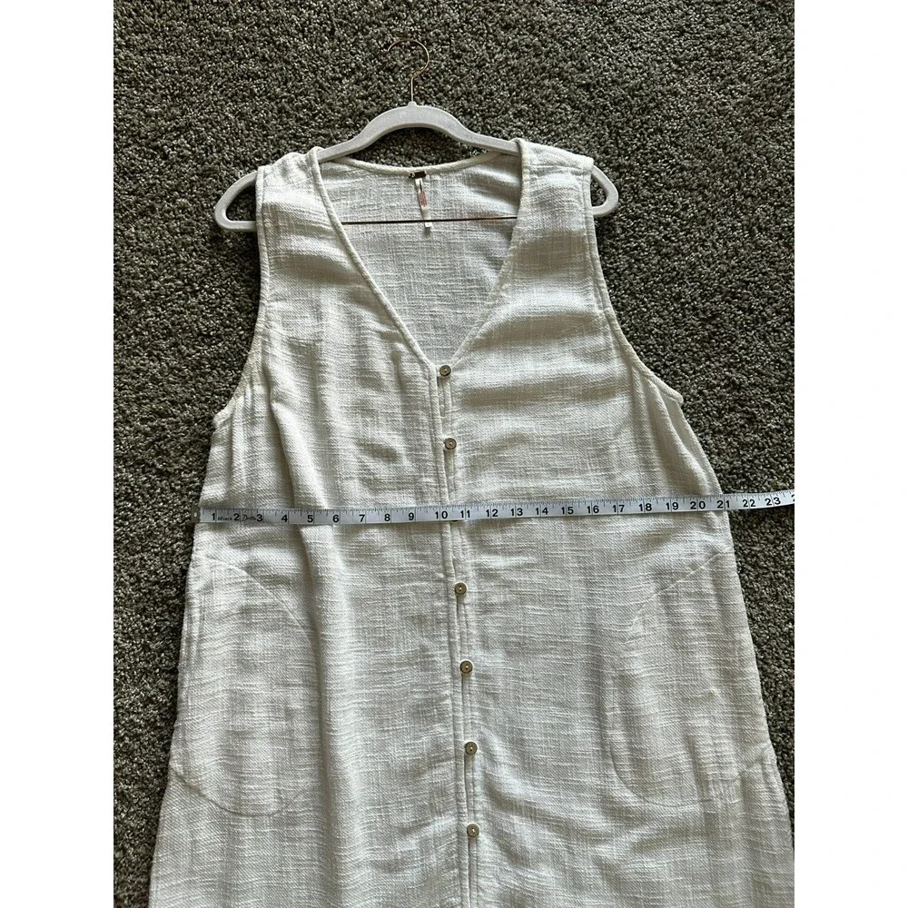 Free People White Cotton Button Front Maxi Dress Sleeveless Size Medium Boho